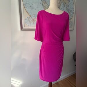 Lauren Ralph Lauren Fuchsia Midi Dress with Flowy Sleeves - Size 8